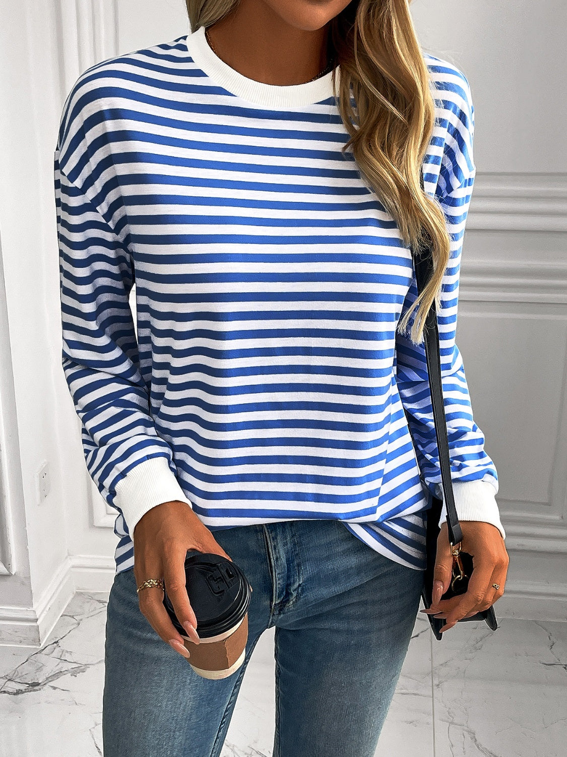 Constance® | Ivy Lane striped long sleeve crew neck sweatshirt