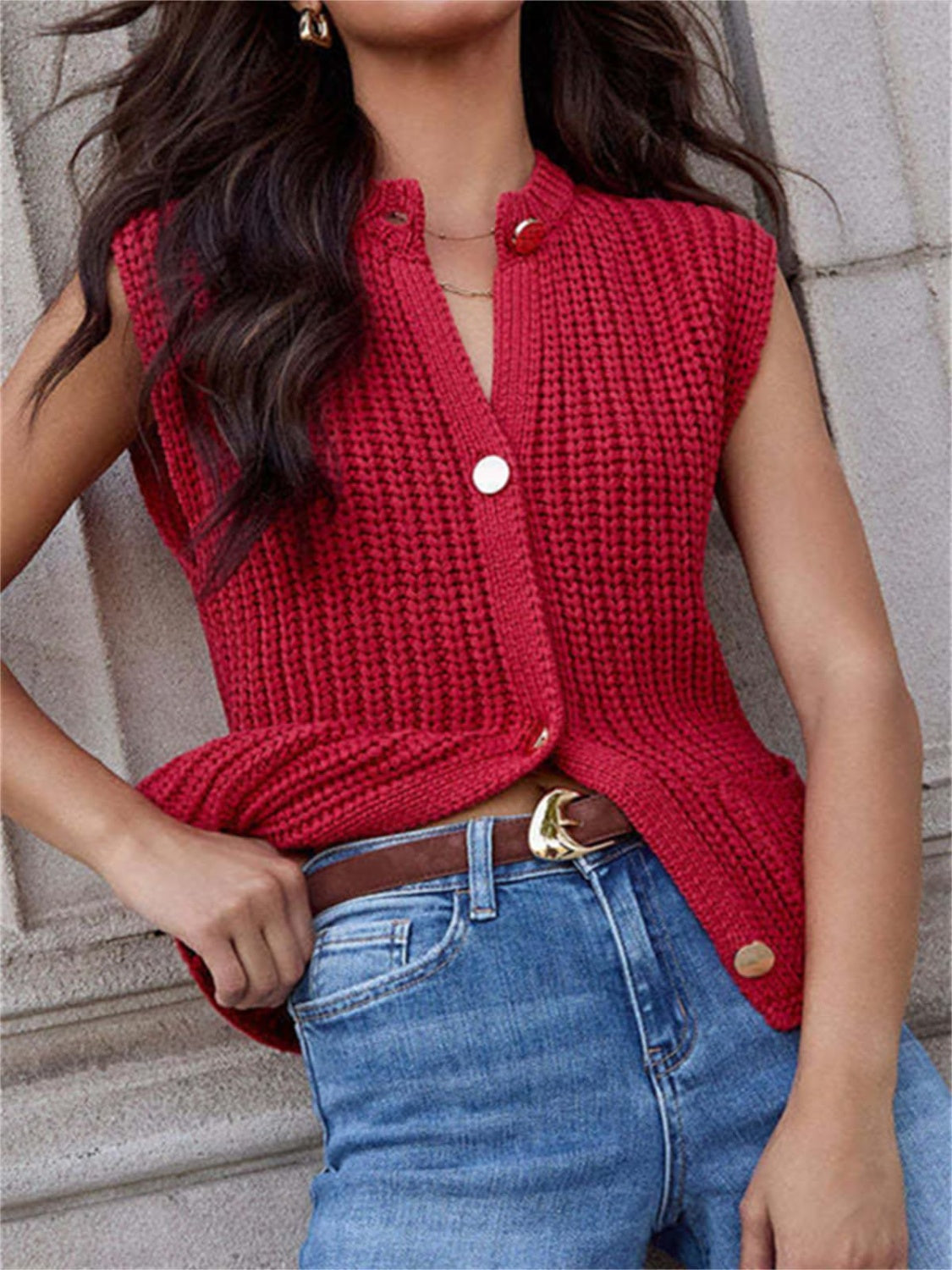 Beatriz® | Button-down sweater vest with pockets