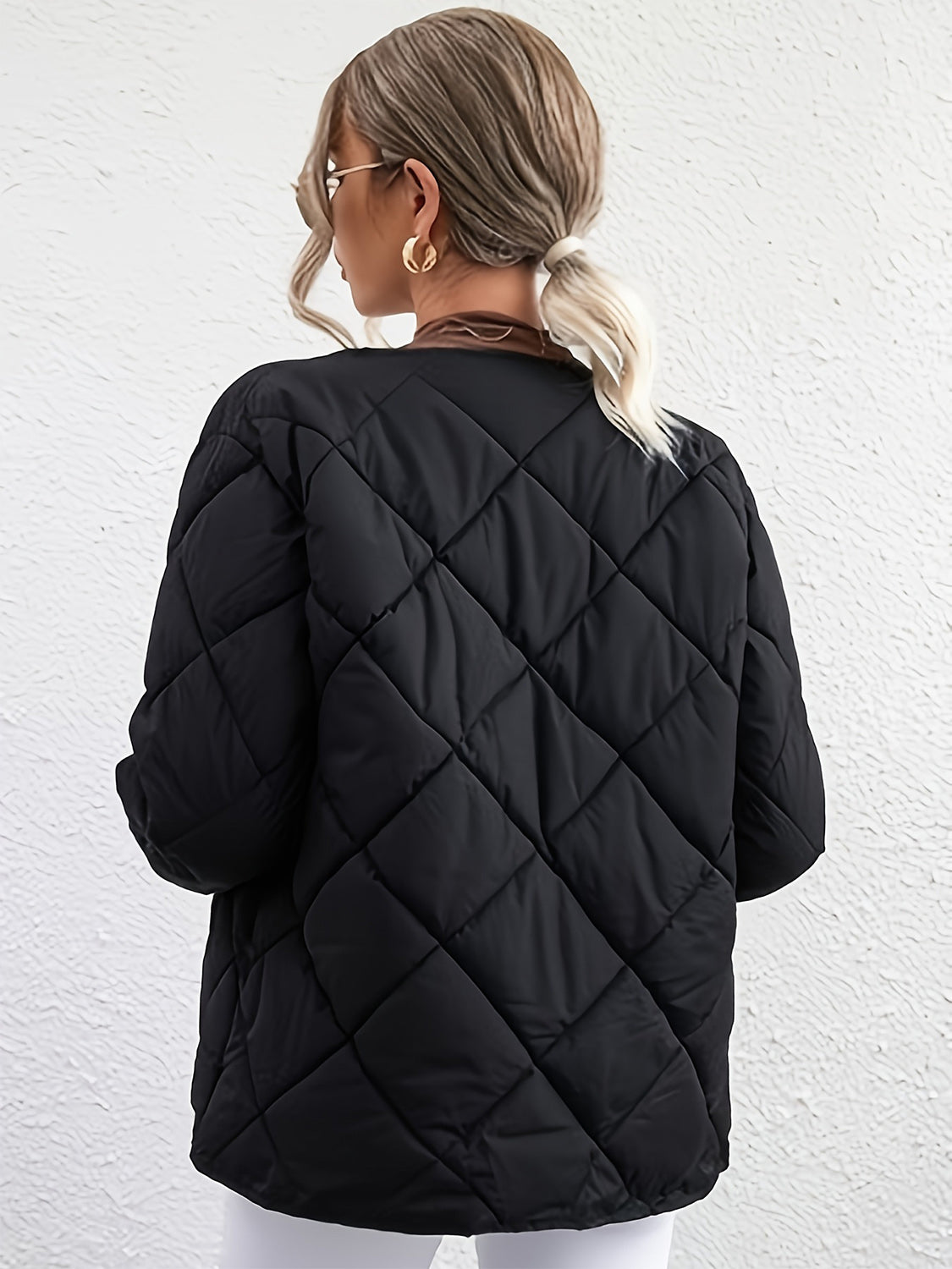 Antonella® | Long sleeve winter coat with bubble structure and snap buttons