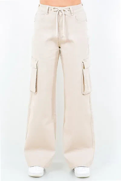 Beatrice® | Large plus size drawstring wide leg cargo pants
