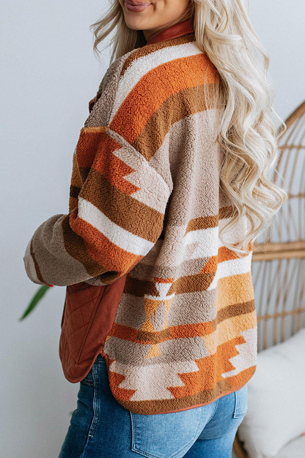 Carmen® | Striped contrasting casual loose long-sleeved fur coat