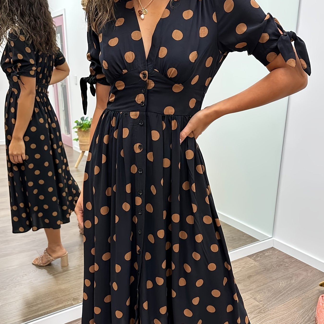 Jade | Chic Polka Dot Midi Dress for Every Occasion