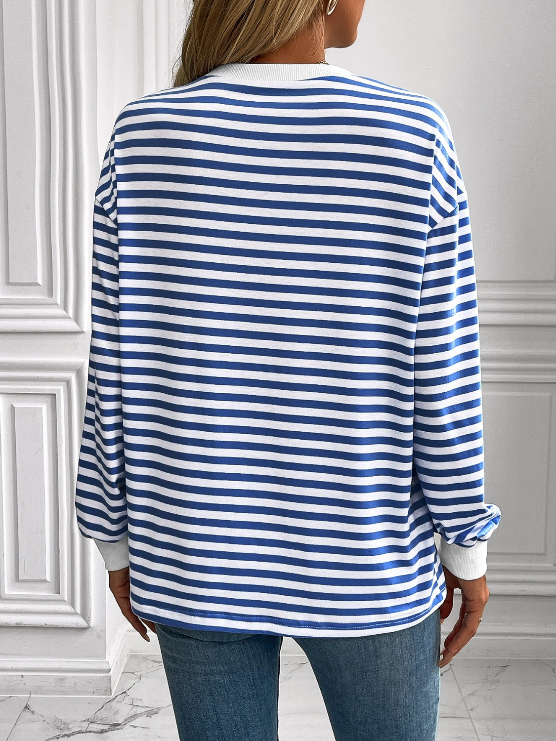 Constance® | Ivy Lane striped long sleeve crew neck sweatshirt