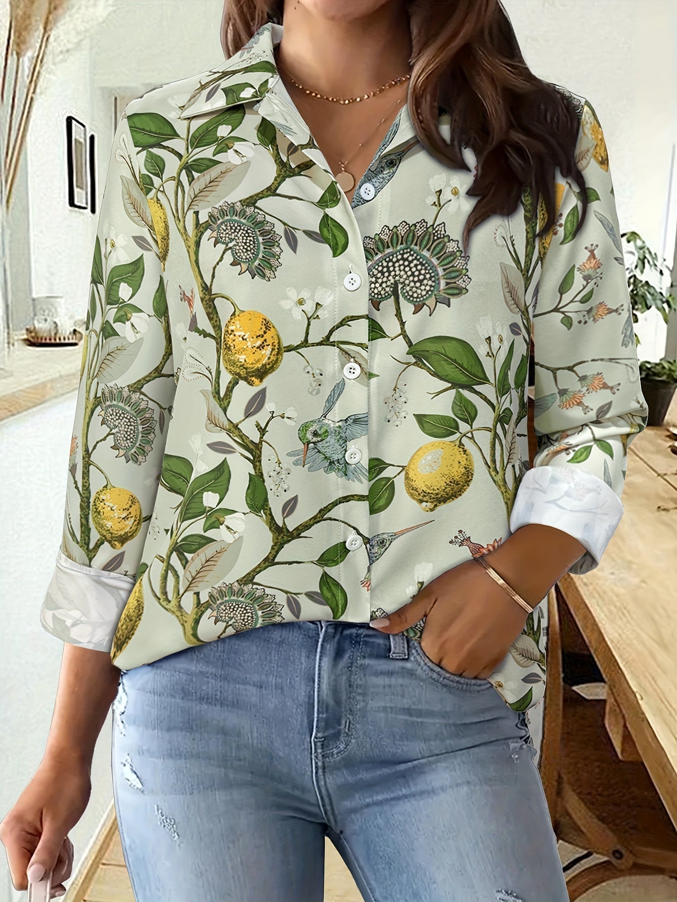 Breeze® | Stylish Lapel Blouse With Print And Buttons