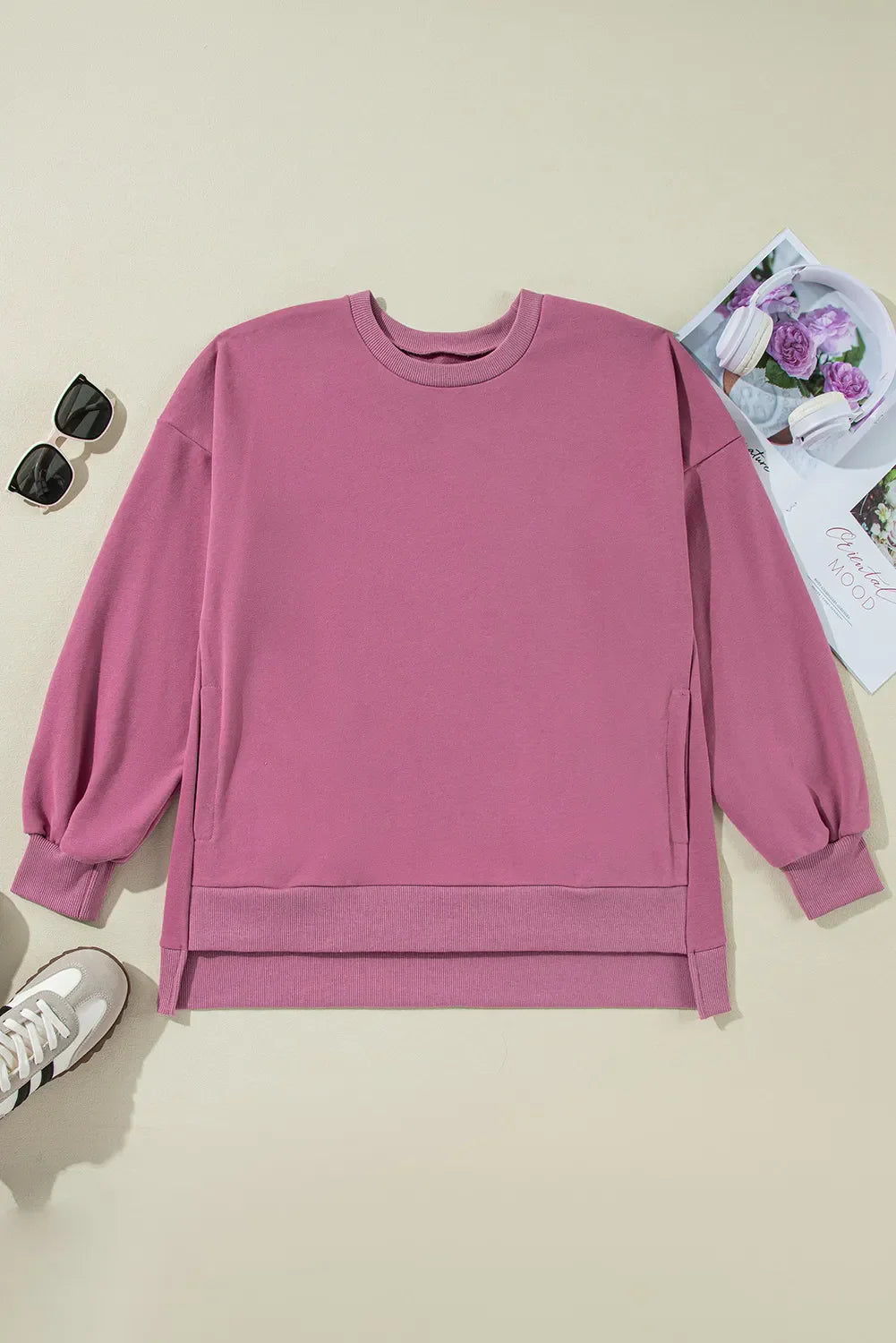 Claudia® | Long-sleeved sweatshirt with a high, low crew neck