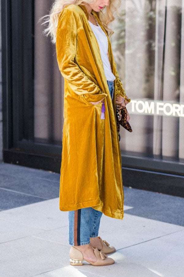 Ana María® | Velvet cardigan buttonless outerwear sweater