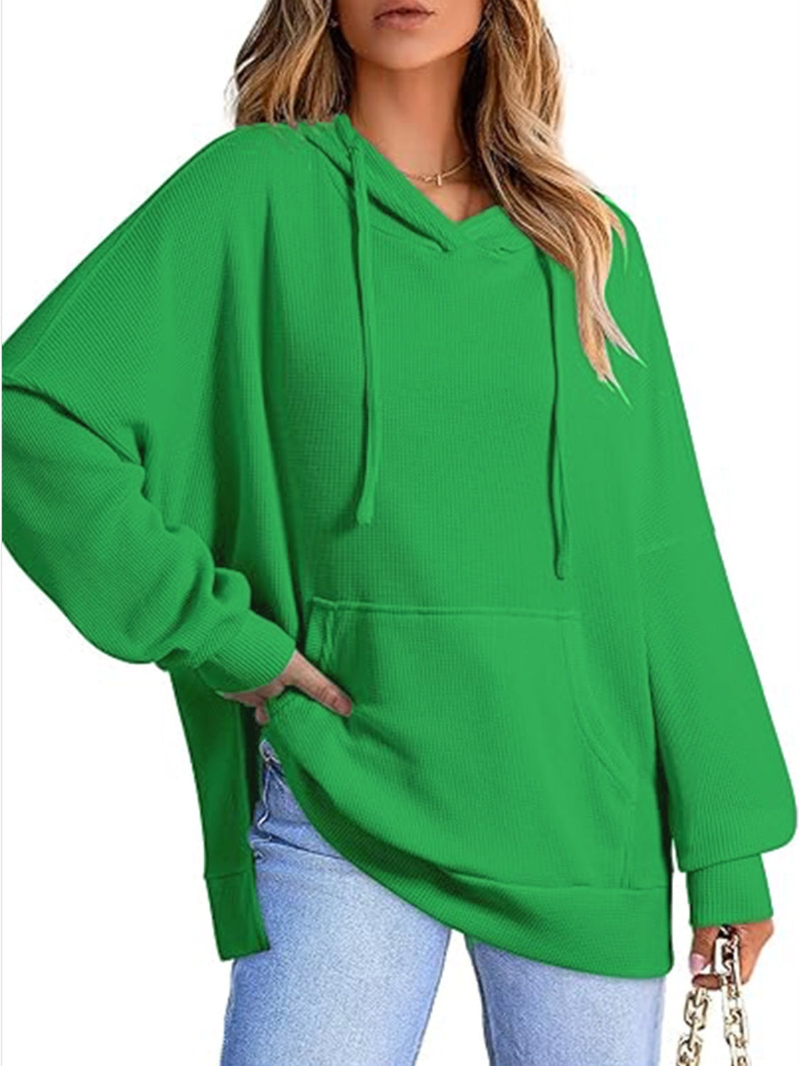 Eleonora® | Long sleeve hoodie with drawstring and slit