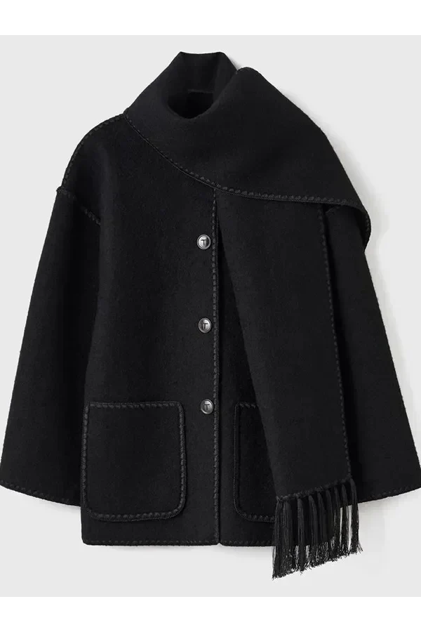 Bianca® | Scarf-Neckline Felt Woolen Coat