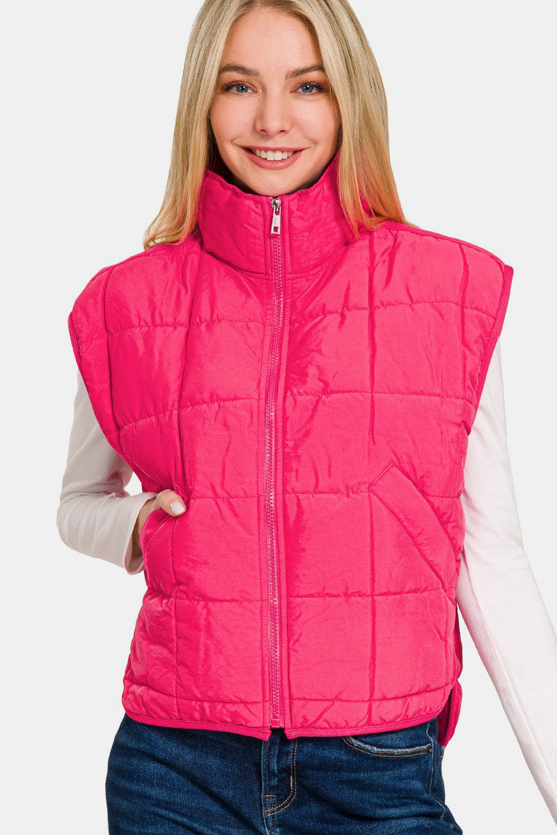 Dafne® | Cropped puffer vest from Zenana with zip and pockets