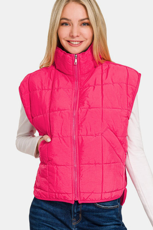 Dafne® | Cropped puffer vest from Zenana with zip and pockets