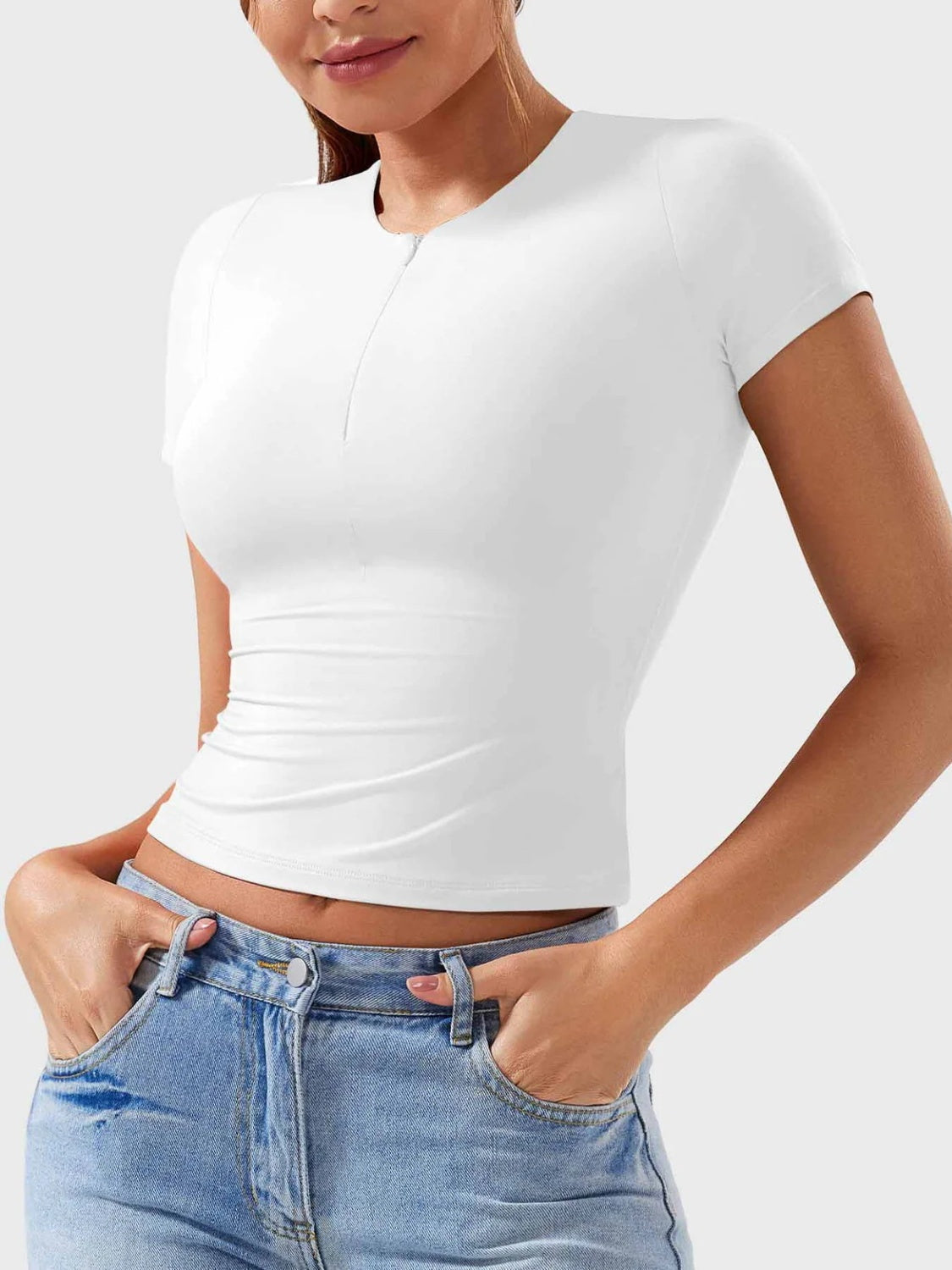 Elena® | Short sleeve half zip t-shirt