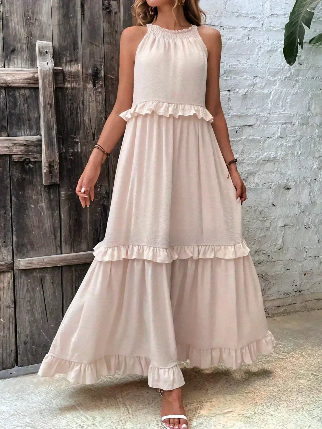 Molly | Elegant Sleeveless Ruffle Trim Dress for Women