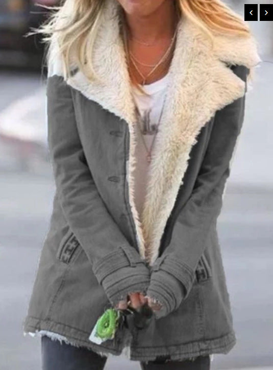 Antonella® | Long Sleeve Solid Color Lapel Outerwear