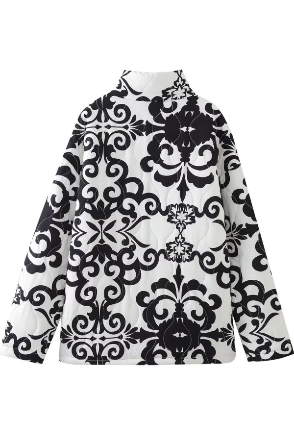 Elena® | Loose Stand Collar Printed Casual Cotton Jacket