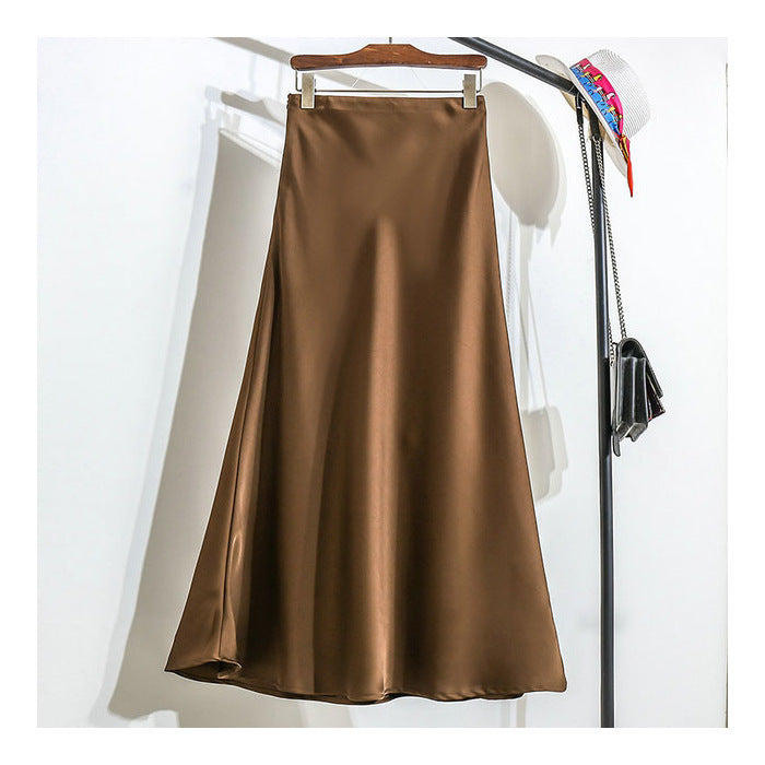 Coralie® | Trendy striped satin A-line skirt for women