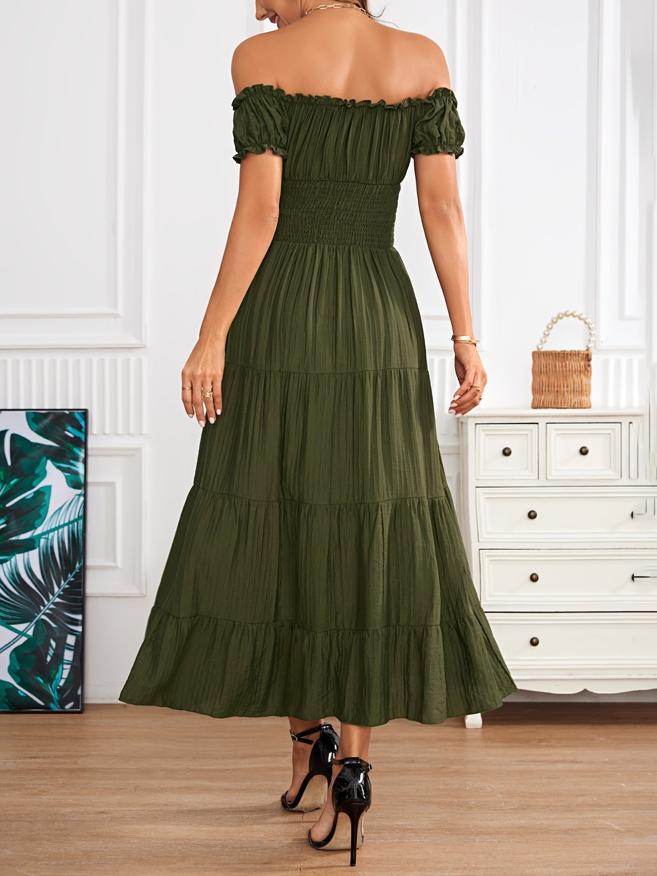 Amparo® | Elegant A-Line Maxi Dress With Off-Shoulder And Smocking