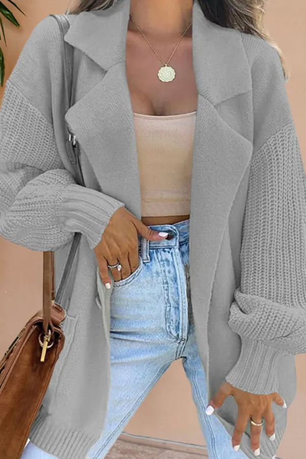 Catalina® | Women's Suit Collar Knitted Patchwork Woolen Jacket