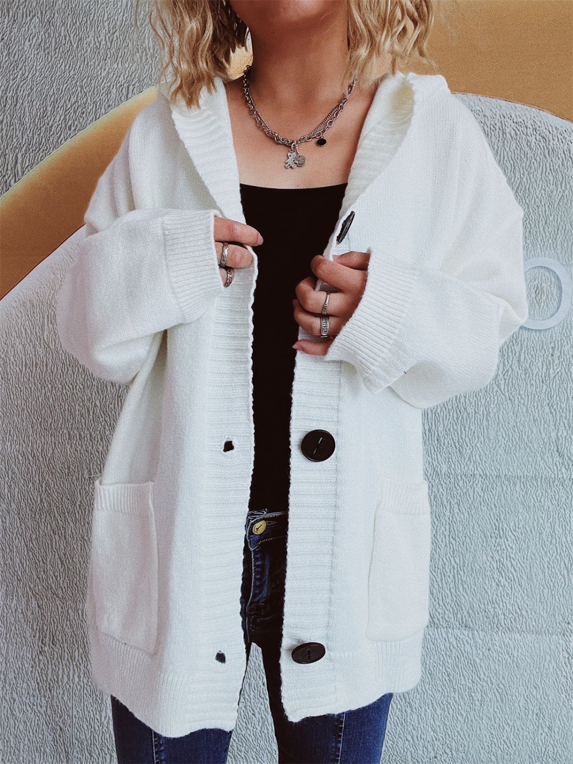 Beatrice® | Long-sleeved cardigan with hood and dropped shoulders