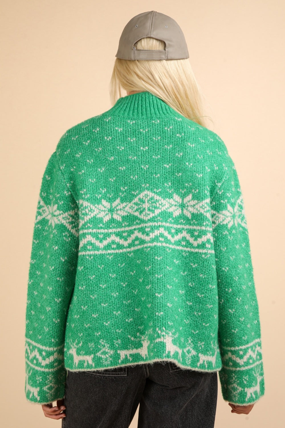 Carla® | VERY J Christmas Element stand-up collar long sleeve sweater