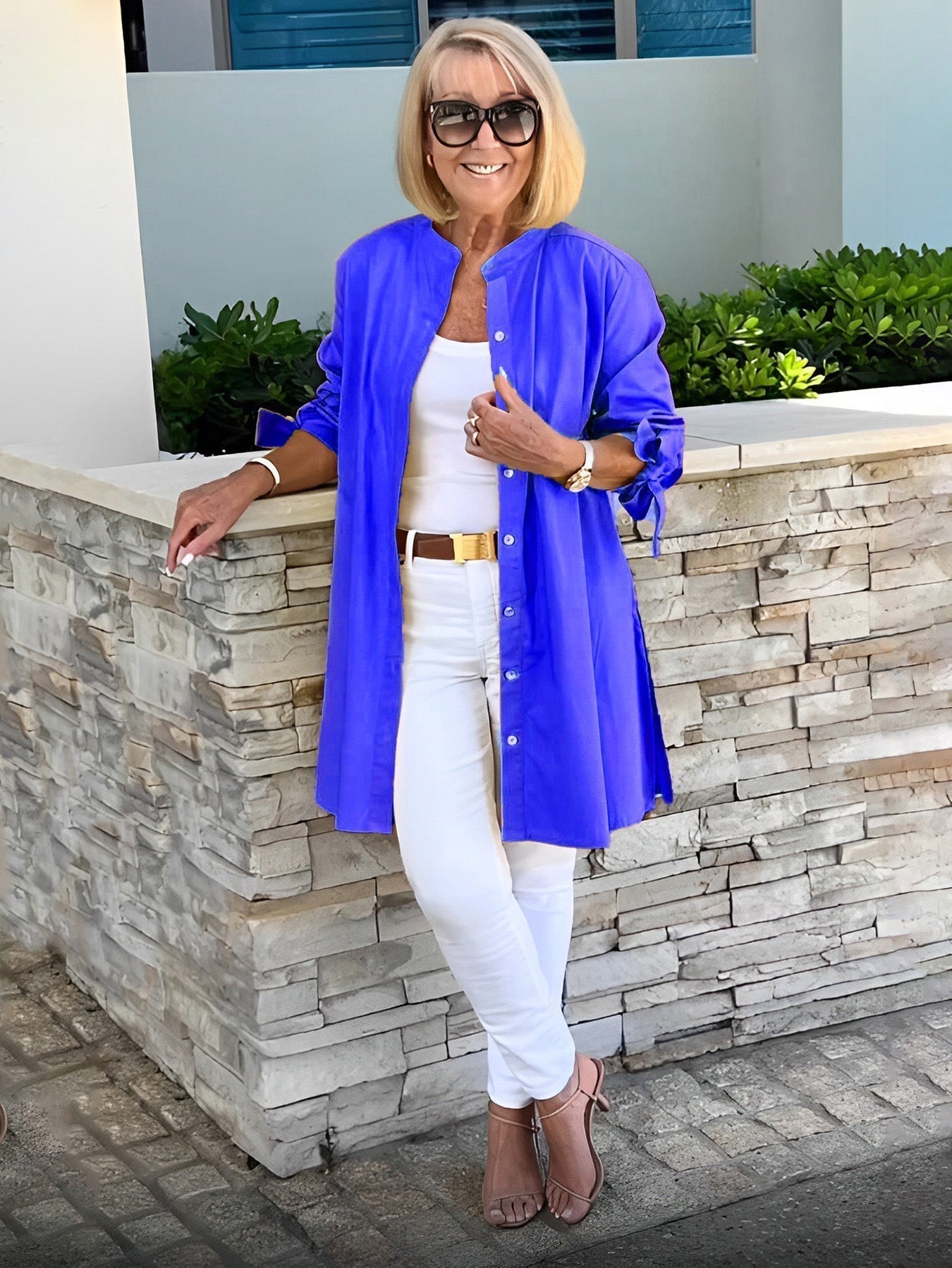 Agustina | Long, simple cotton shirt
