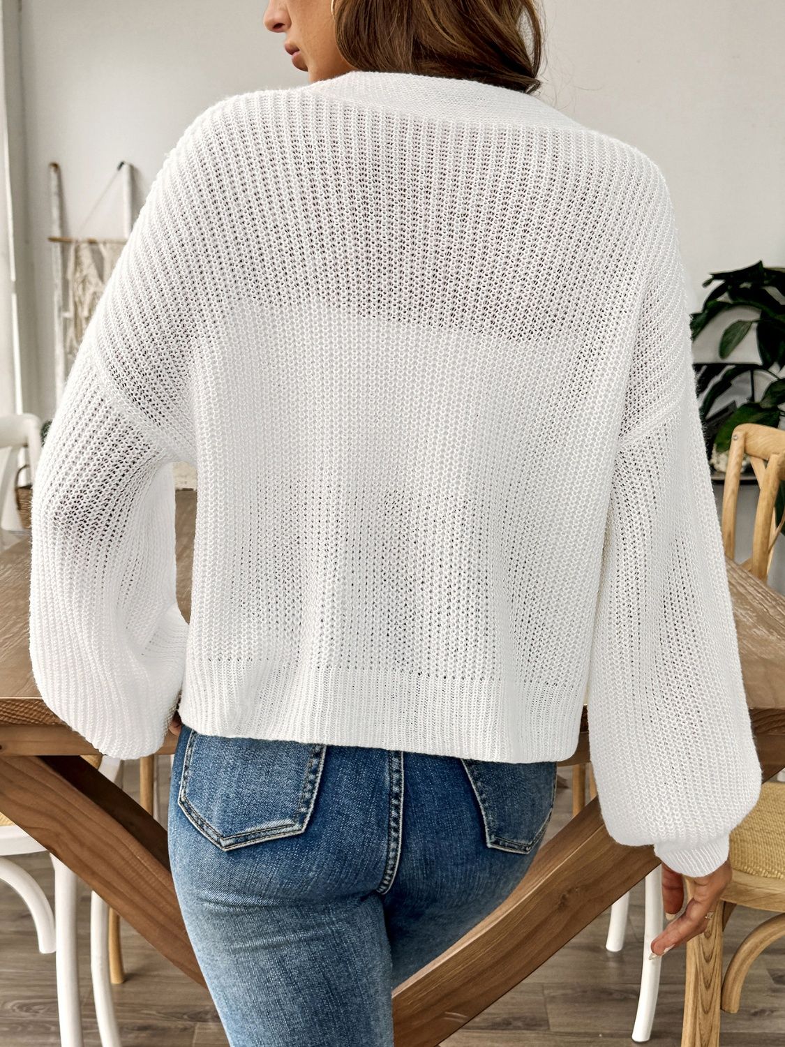 Annelies® | Long sleeve cardigan with V-neck and buttons