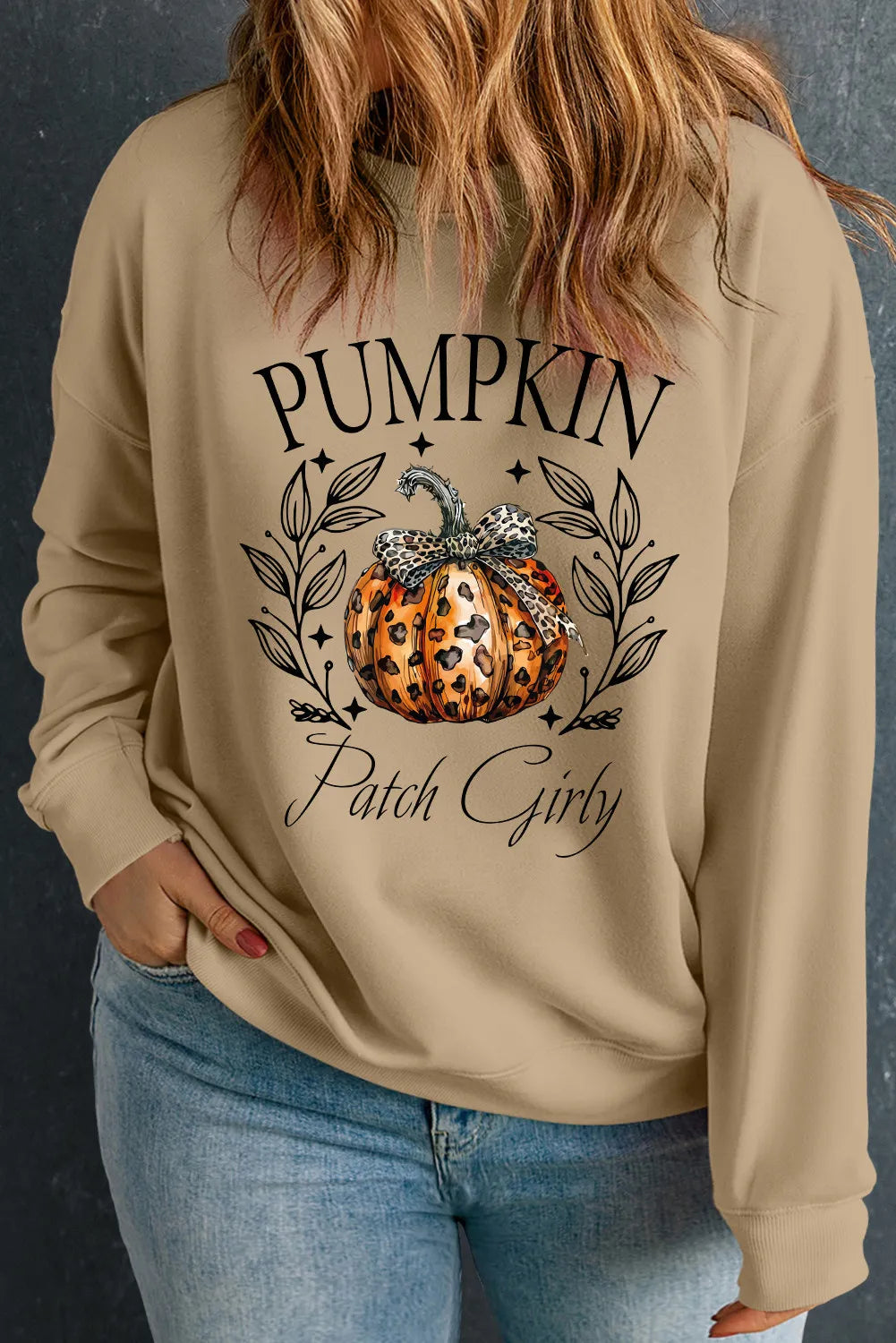 Bettina® | Plus size long sleeve pumpkin graphic sweatshirt