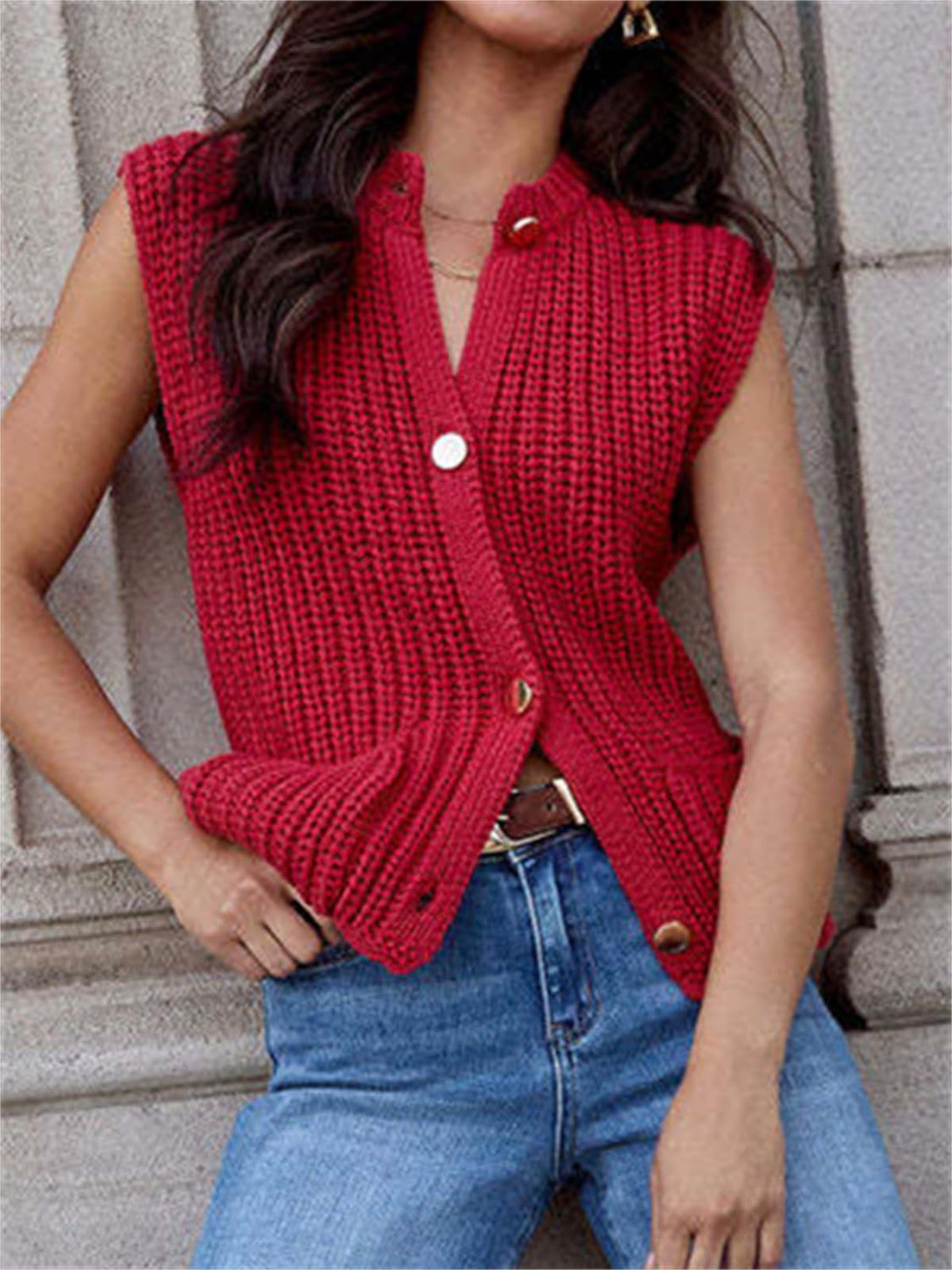Beatriz® | Button-down sweater vest with pockets