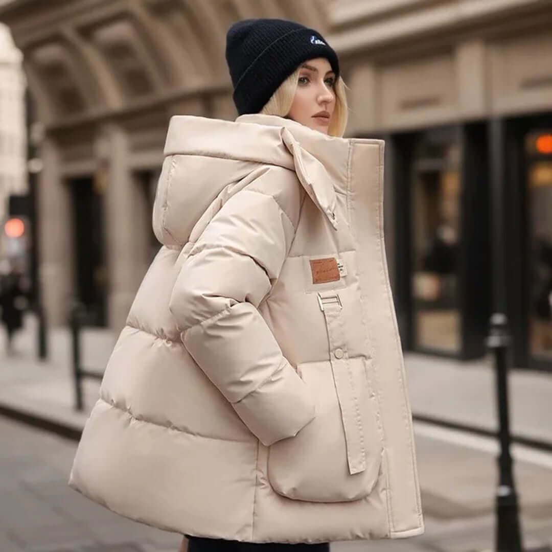 Women’s Quilted Jacket – Relaxed Fit – Hooded – Padded – Ribbed Cuffs – Front Pockets