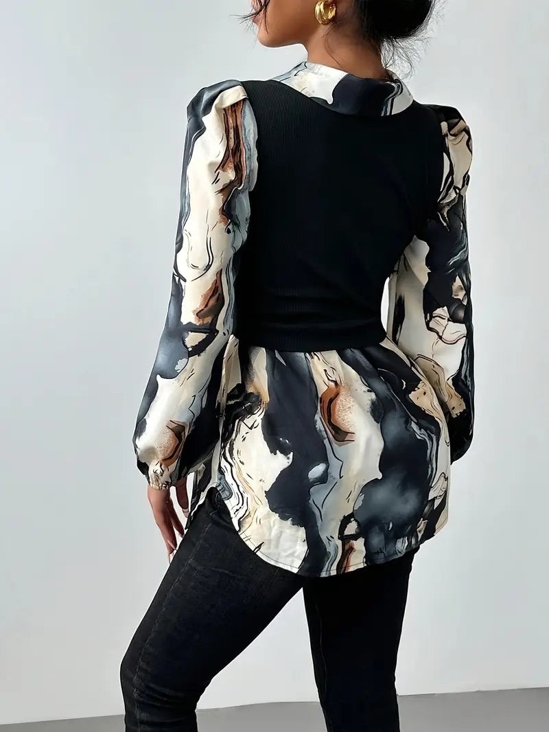 Aria® | Floral Print Satin Blouse