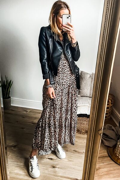 Diana® | Long sleeve leopard print maxi dress