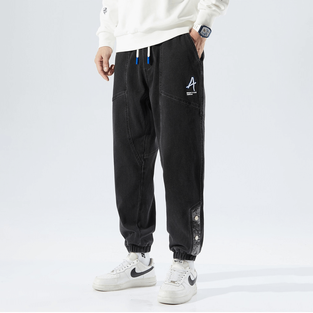 Men’s Jogger Pants – Relaxed Fit – Denim Style – Drawstring Waist – Elastic Cuffs