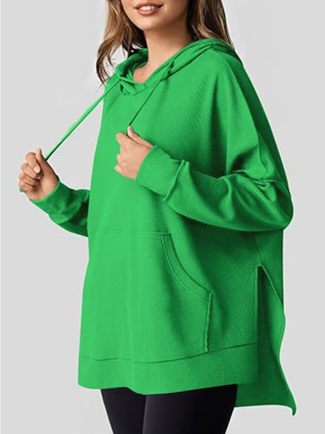 Eleonora® | Long sleeve hoodie with drawstring and slit