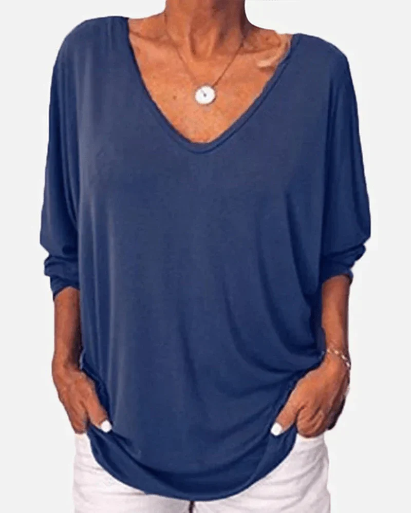 Claribel® | Chic V-Neck Blouse With Buttons And 3/4 Sleeves