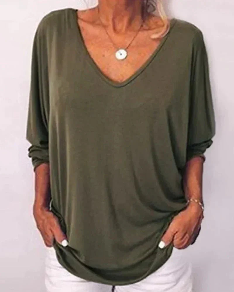Claribel® | Chic V-Neck Blouse With Buttons And 3/4 Sleeves