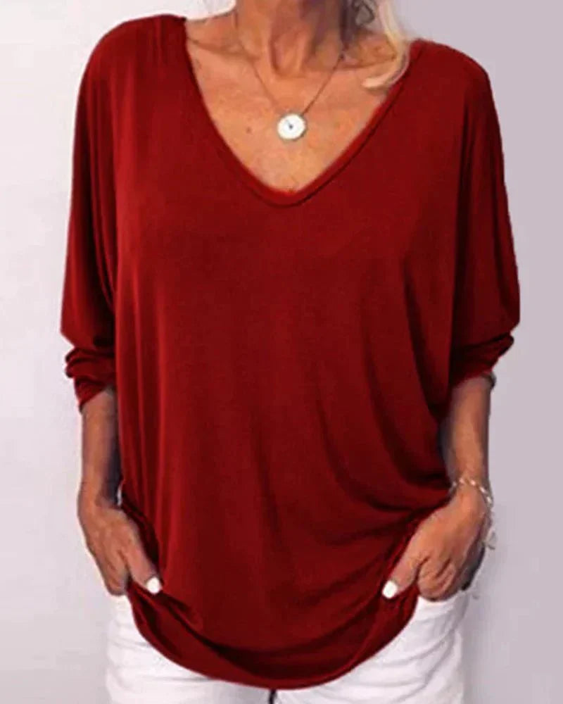 Claribel® | Chic V-Neck Blouse With Buttons And 3/4 Sleeves