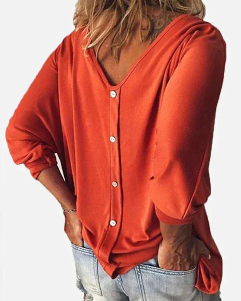 Claribel® | Chic V-Neck Blouse With Buttons And 3/4 Sleeves