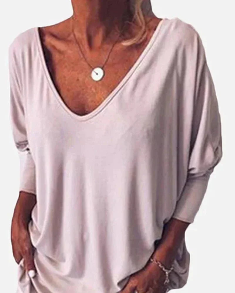 Claribel® | Chic V-Neck Blouse With Buttons And 3/4 Sleeves