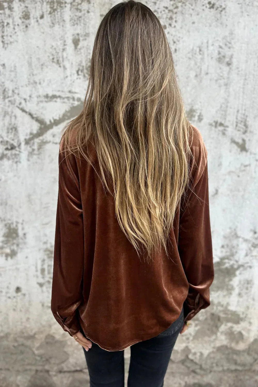 Brunilda® | Elegant Velvet Blouse With Button Placket