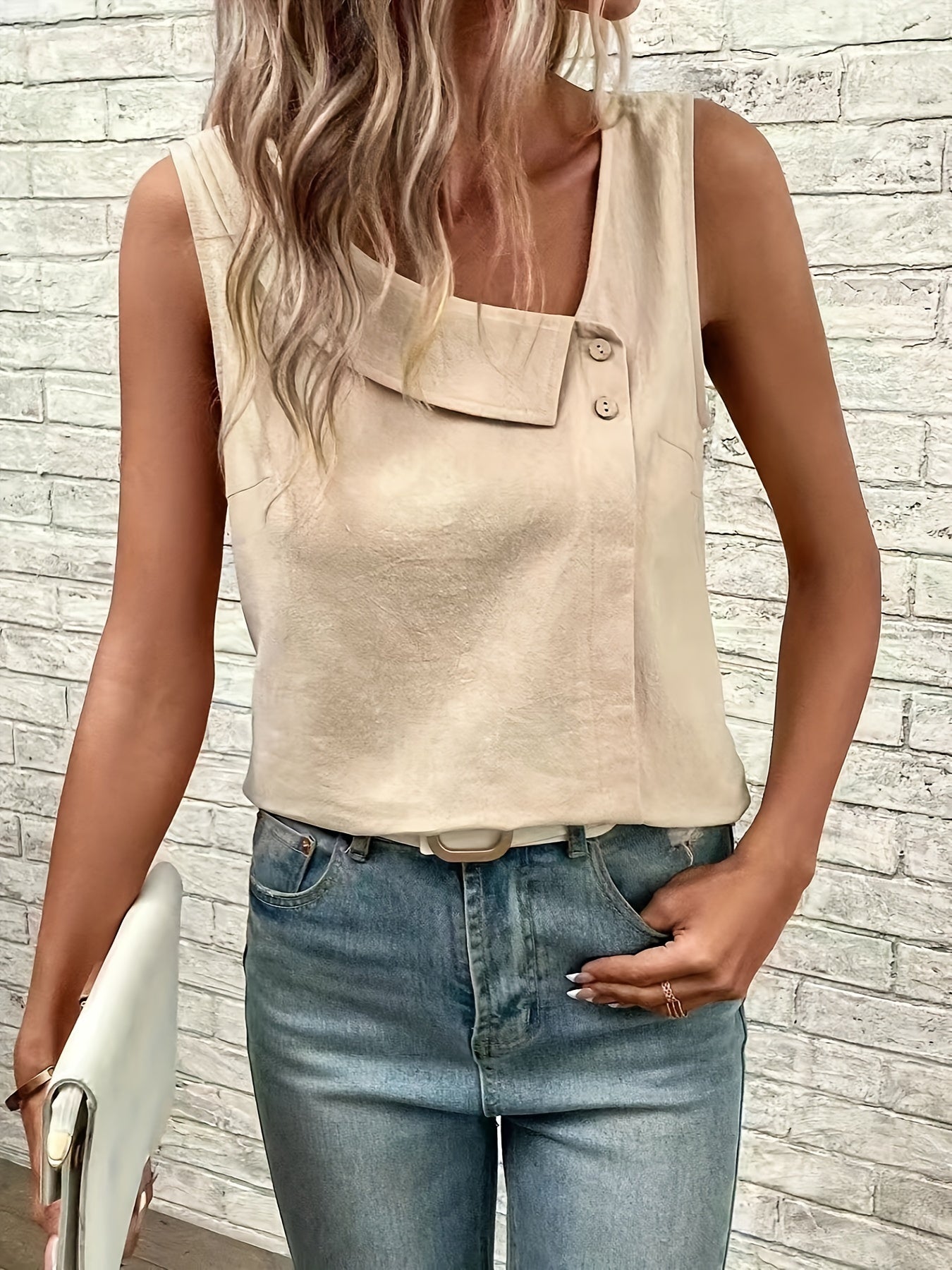 Circe® | Elegant Asymmetrical Neck Tank Top For Women