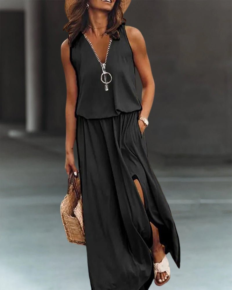 Brigitte® | Elegant, Bodycon Dress With Zipper And Slit