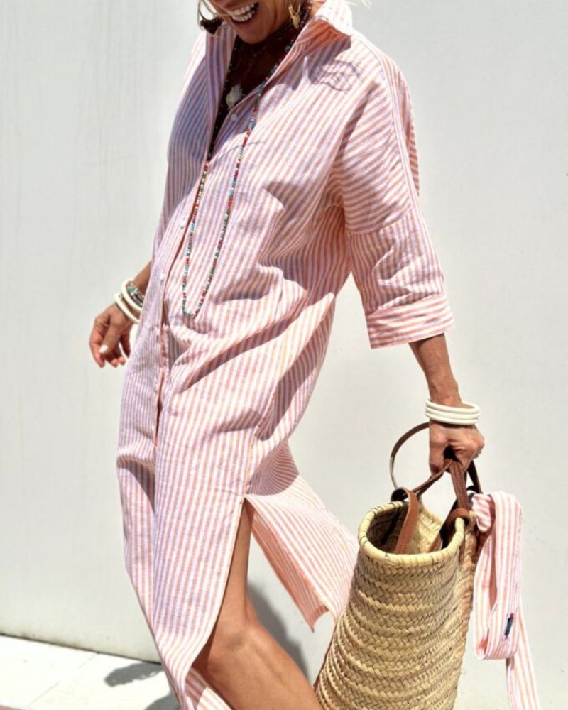 Bianca® | Elegant Striped Shirt Dress