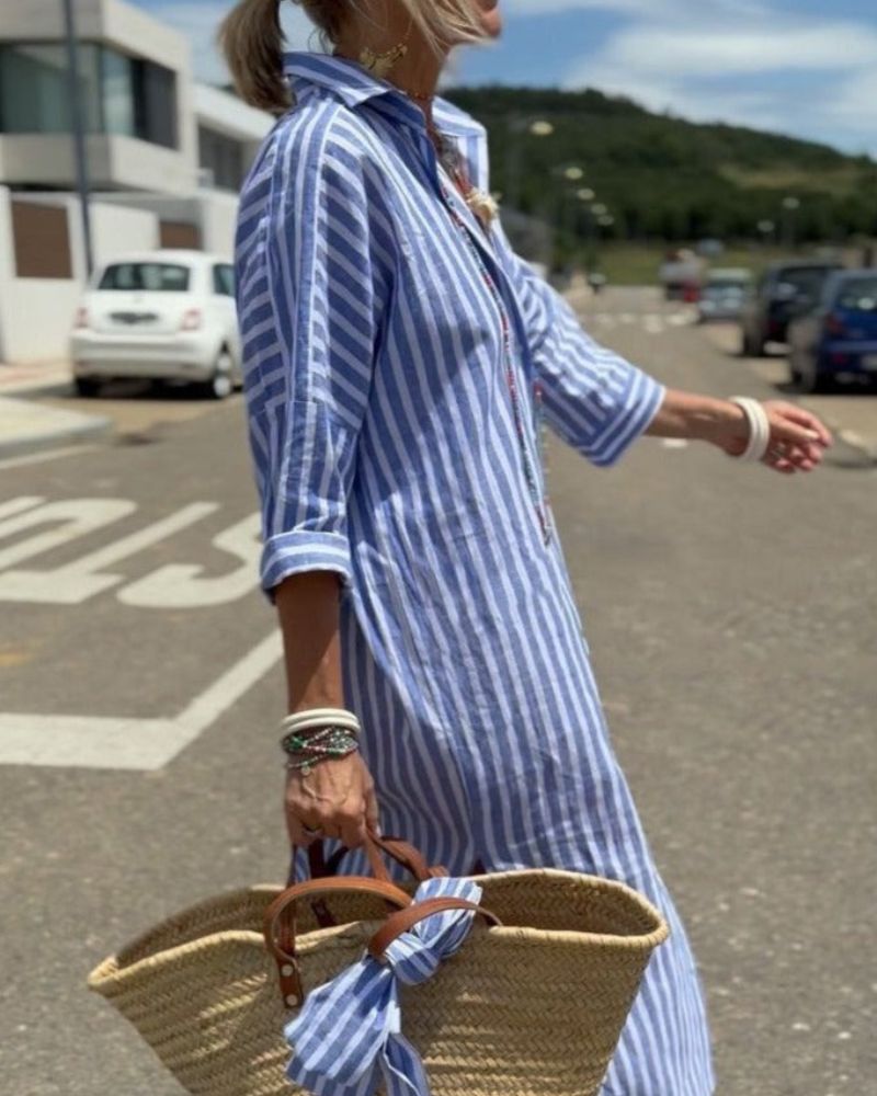 Bianca® | Elegant Striped Shirt Dress