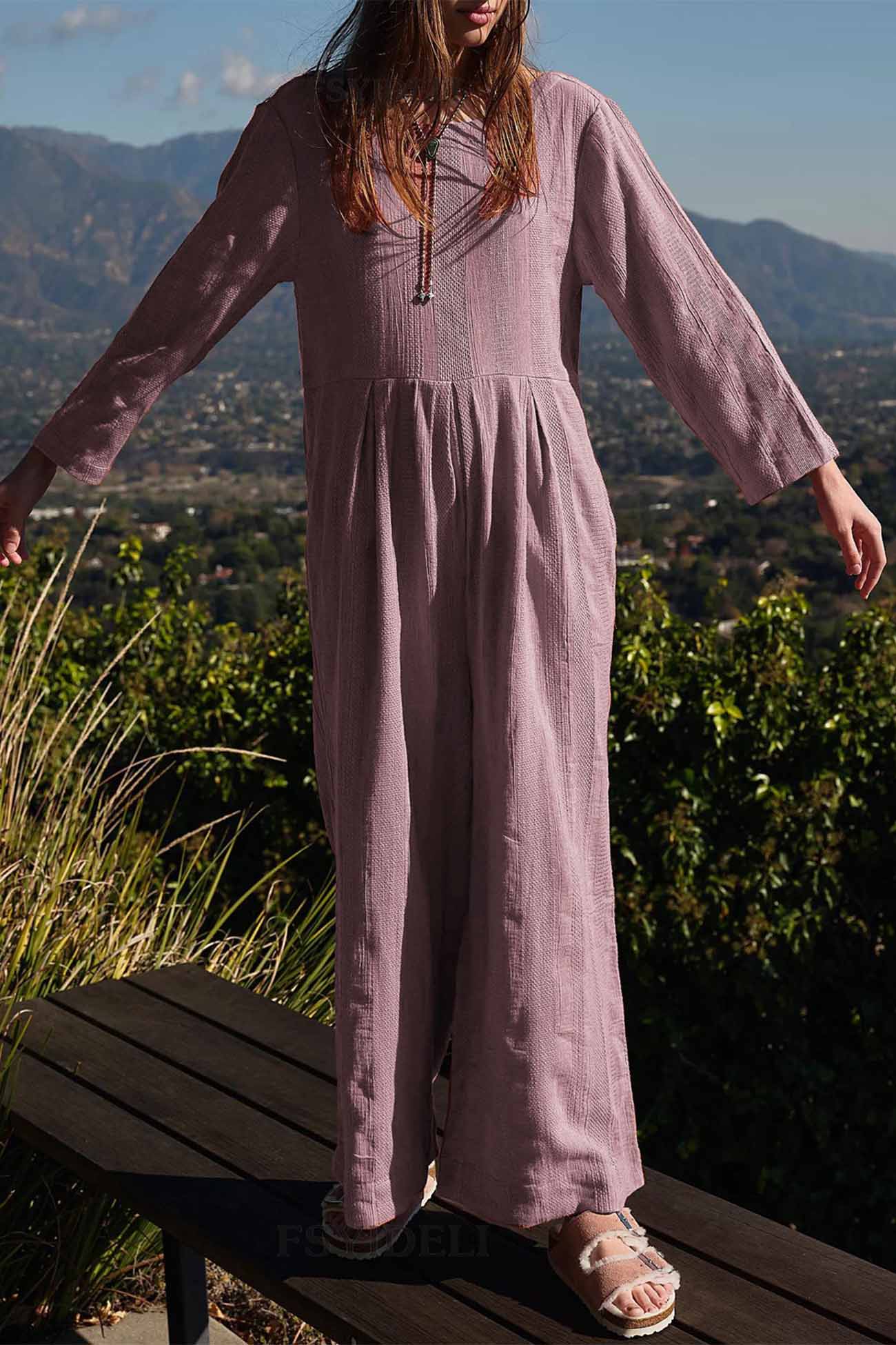 Eleonora® | Long-sleeved overalls with a round neckline