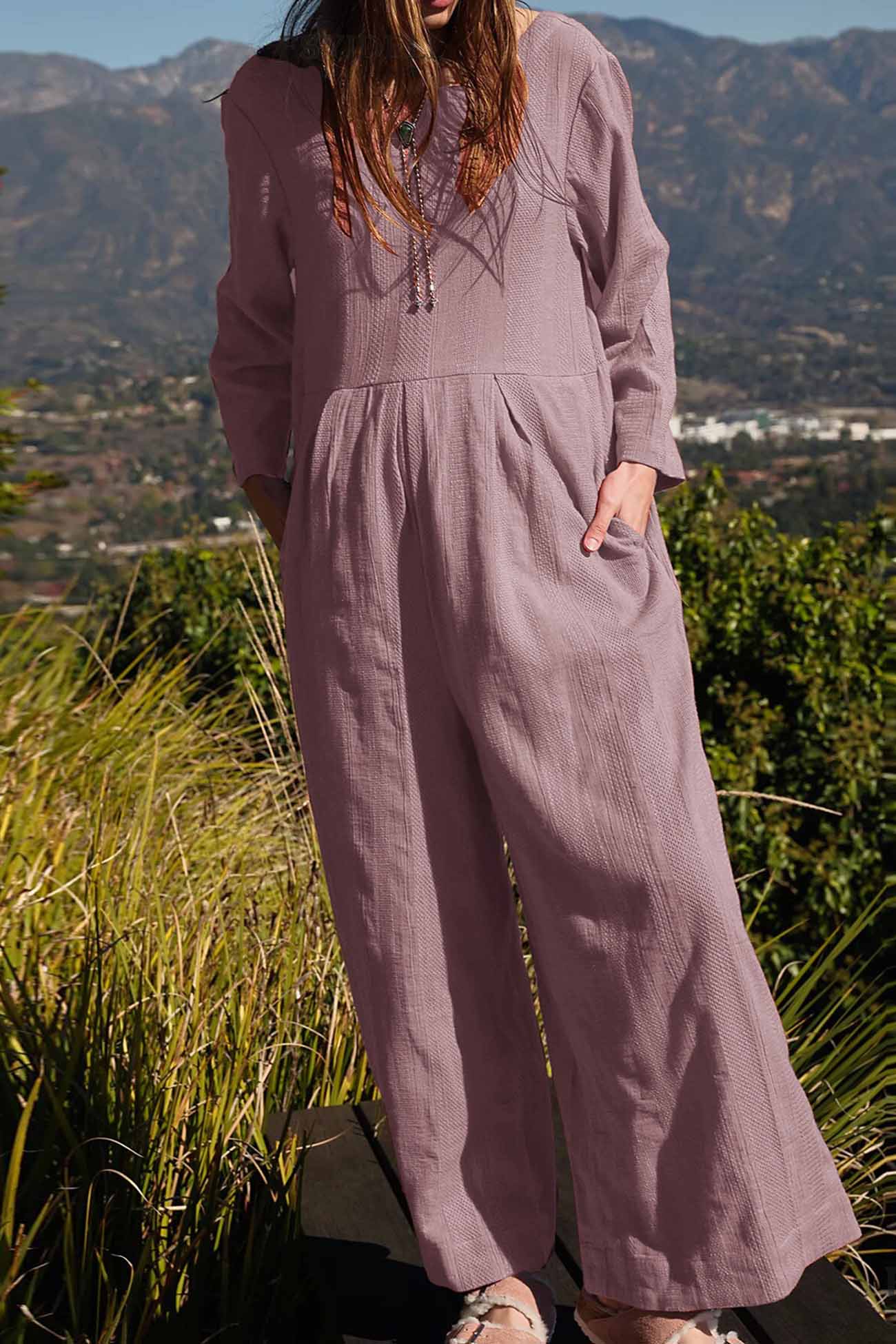 Eleonora® | Long-sleeved overalls with a round neckline