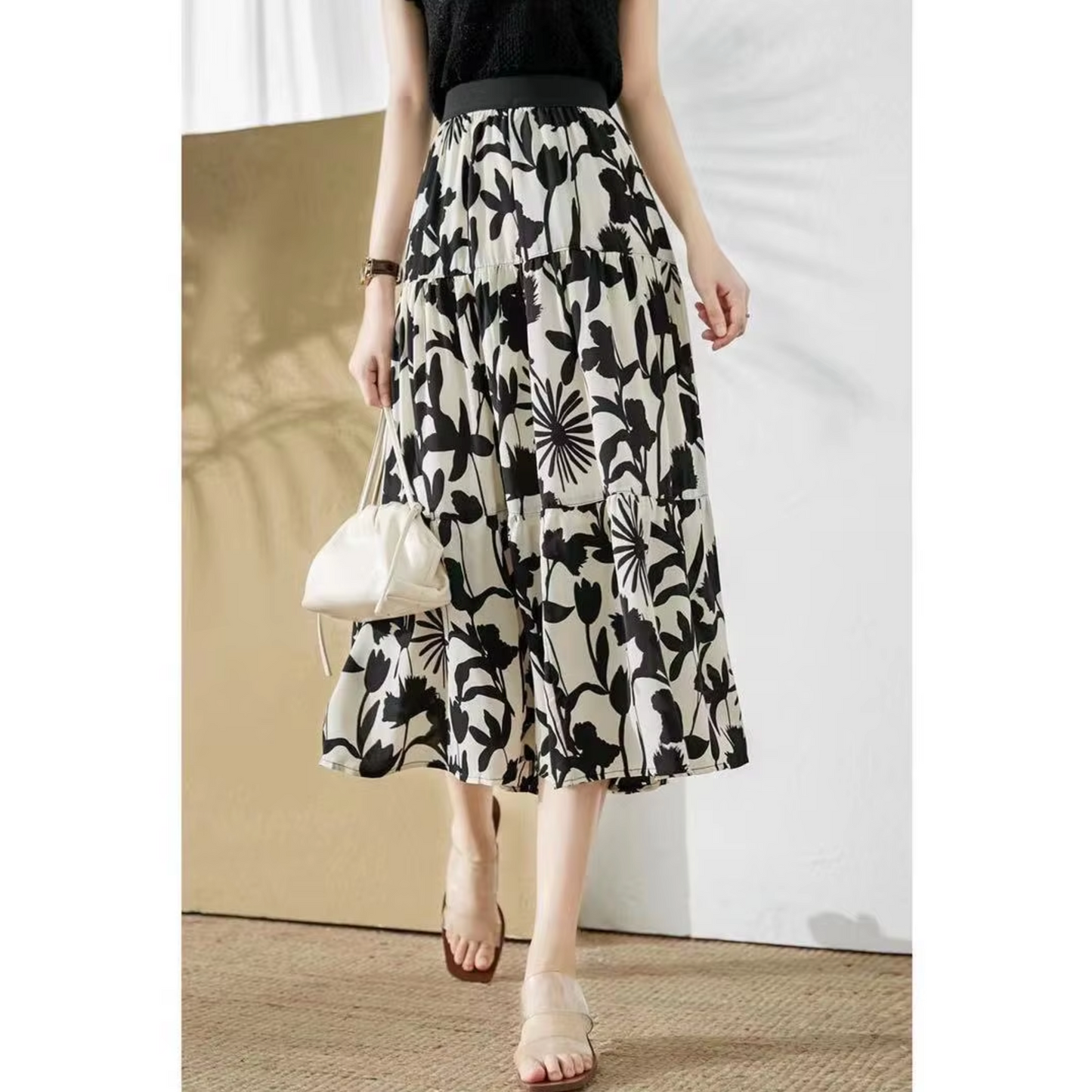 Cielo® | Floral print chiffon skirt with high waist