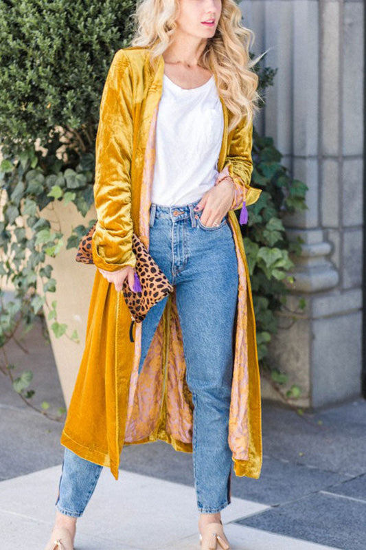 Ana María® | Velvet cardigan buttonless outerwear sweater