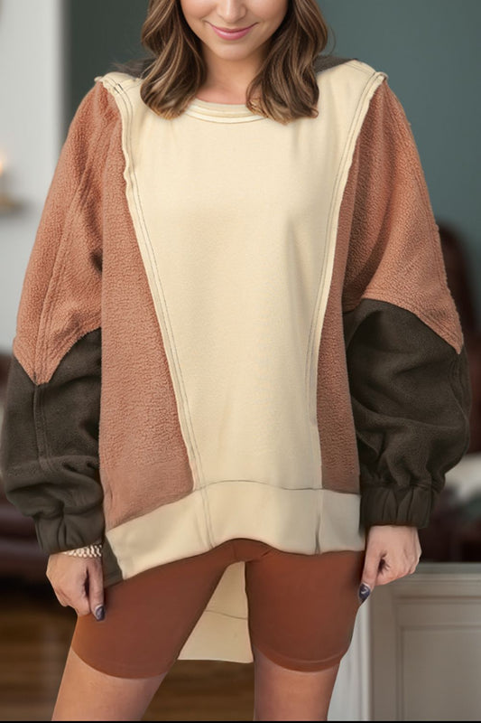 Brigitte® | Long sleeve hoodie with a color block design
