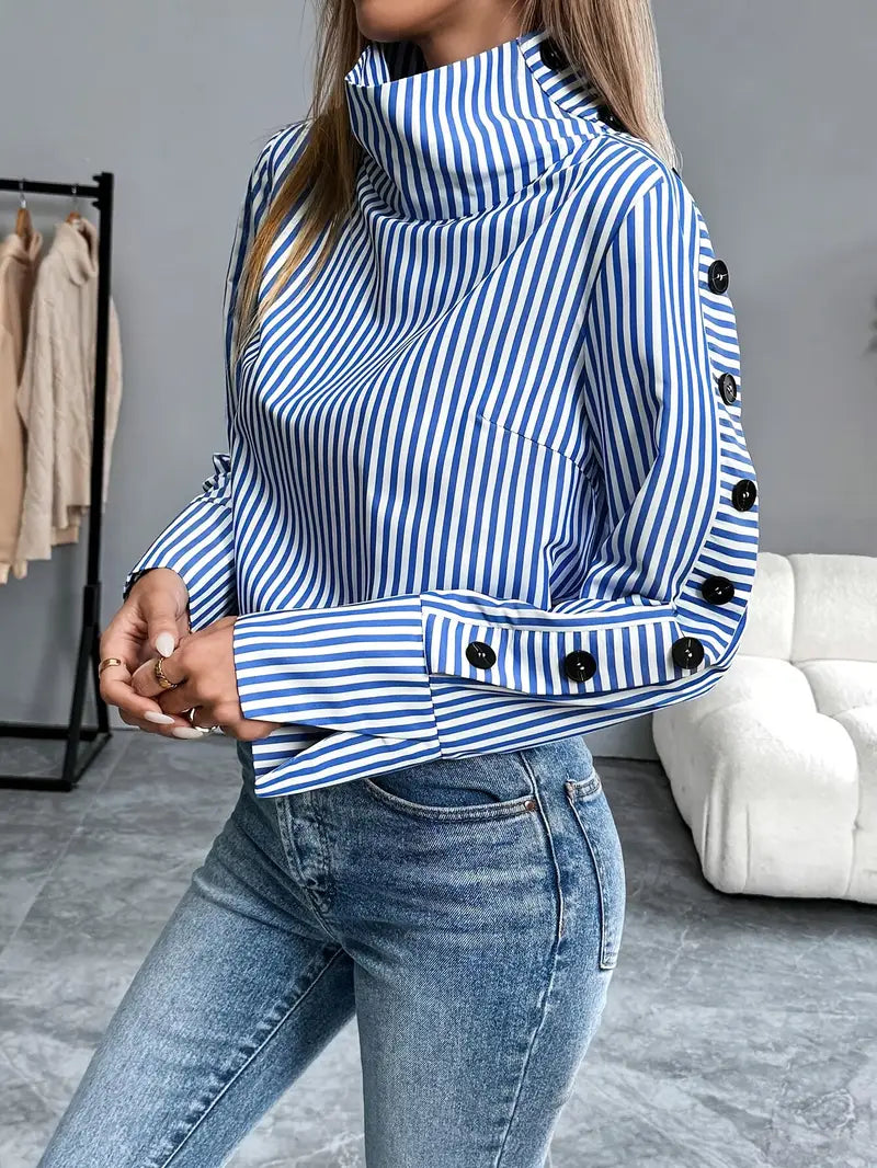 Celeste® | Striped Blouse With High Neck