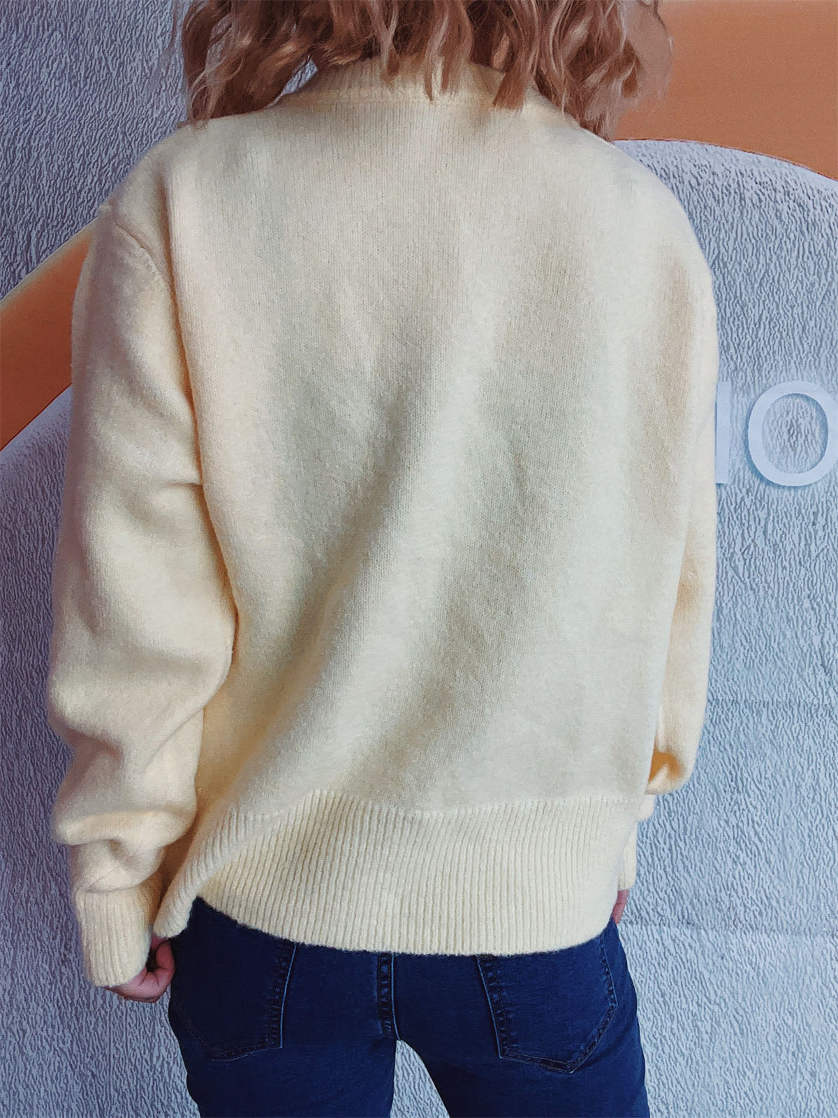 Beate® | Long-sleeved cardigan with bow and round neckline and buttons