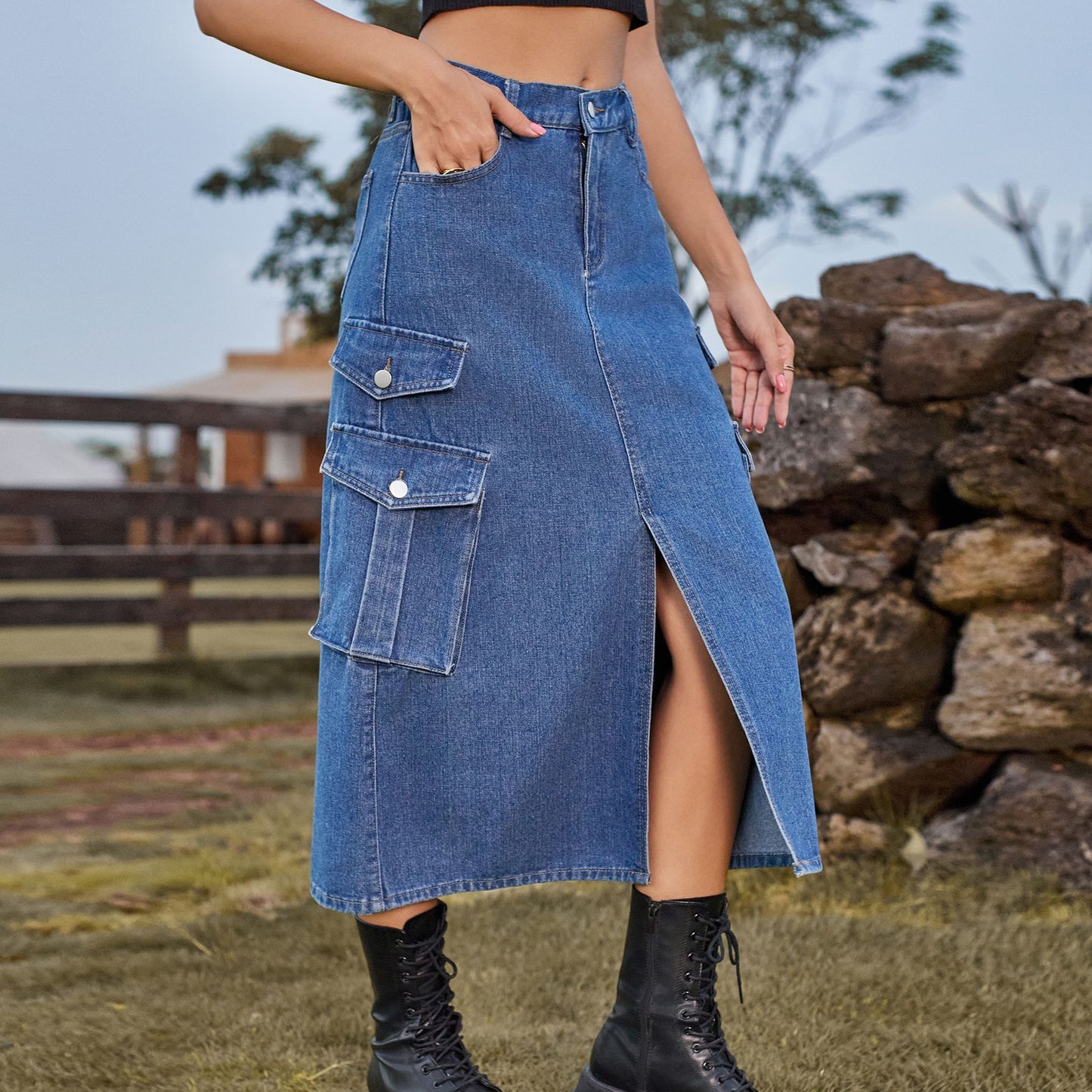 Bedelia® | Denim Cargo Skirt For Women